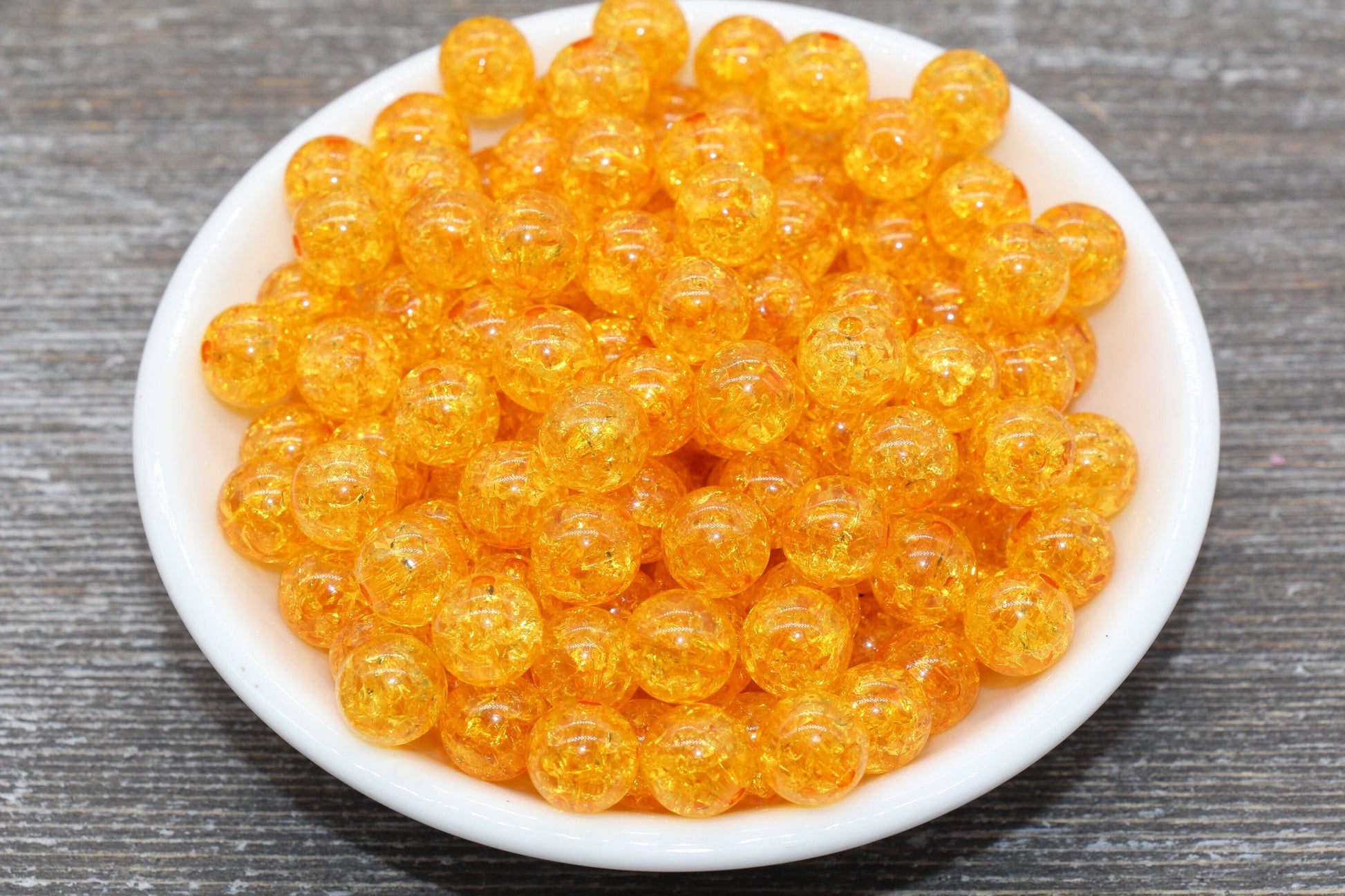 10mm Orange Crackle Gumball Beads, Acrylic Crackle Loose Beads, Bubblegum Beads, Chunky Beads, Smooth Round Plastic Beads #1509