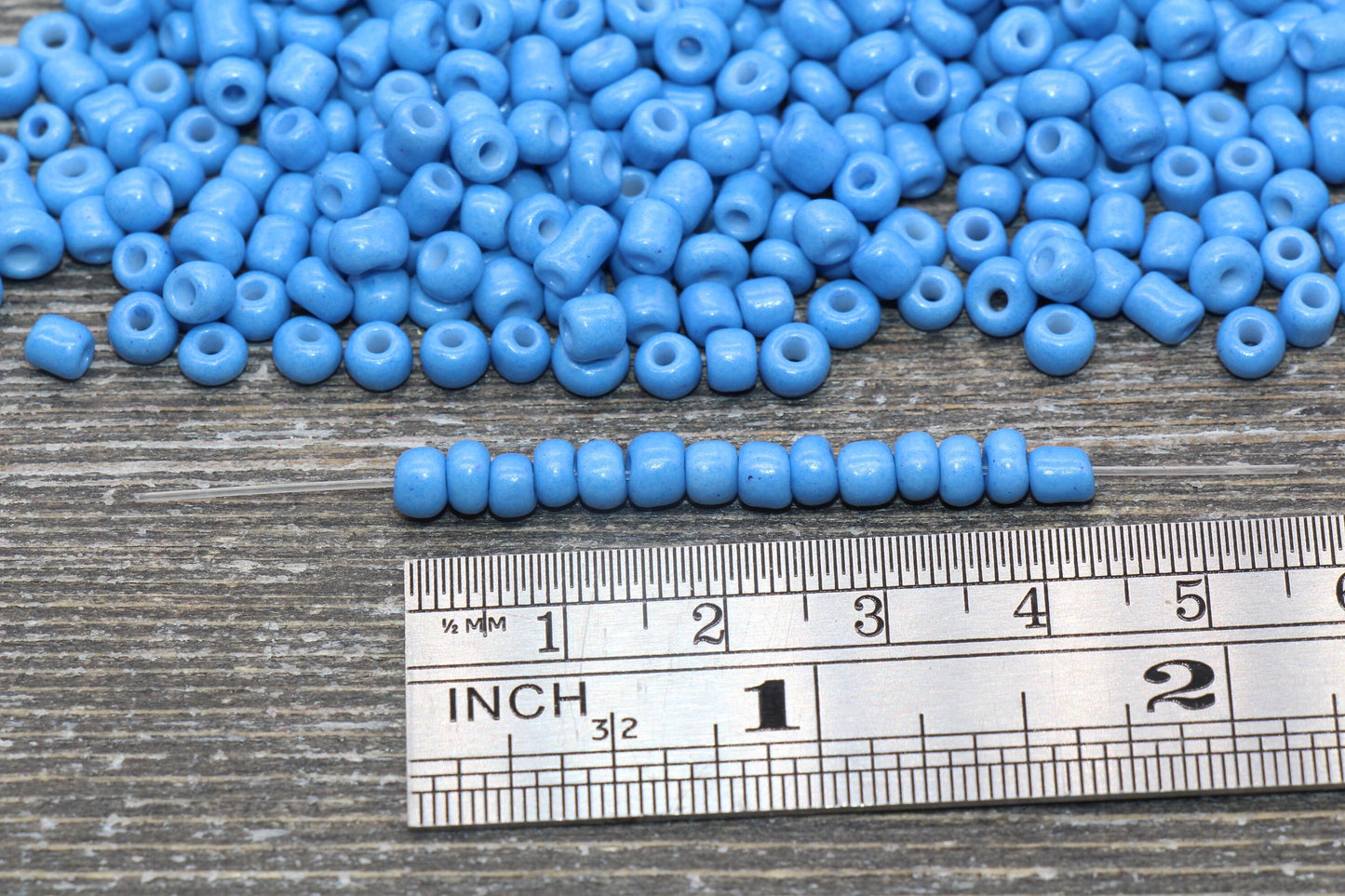 Glass Seed Beads, 4mm 6/0 Glass Round Seed Beads, Glass Faded Blue Opaque Seed Beads, Rocailles Beads, Beading Supplies #1550
