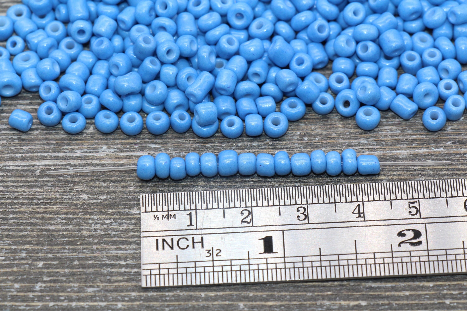 Glass Seed Beads, 4mm 6/0 Glass Round Seed Beads, Glass Faded Blue Opaque Seed Beads, Rocailles Beads, Beading Supplies #1550