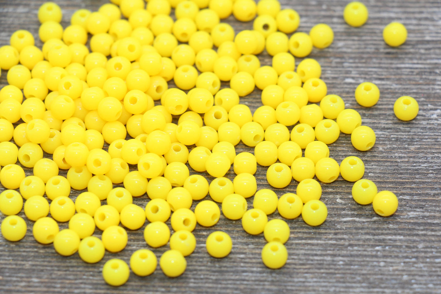 5mm Yellow Gumball Beads, Yellow Round Acrylic Loose Beads, Plastic Round Bubblegum Beads, Smooth Round Beads #1621
