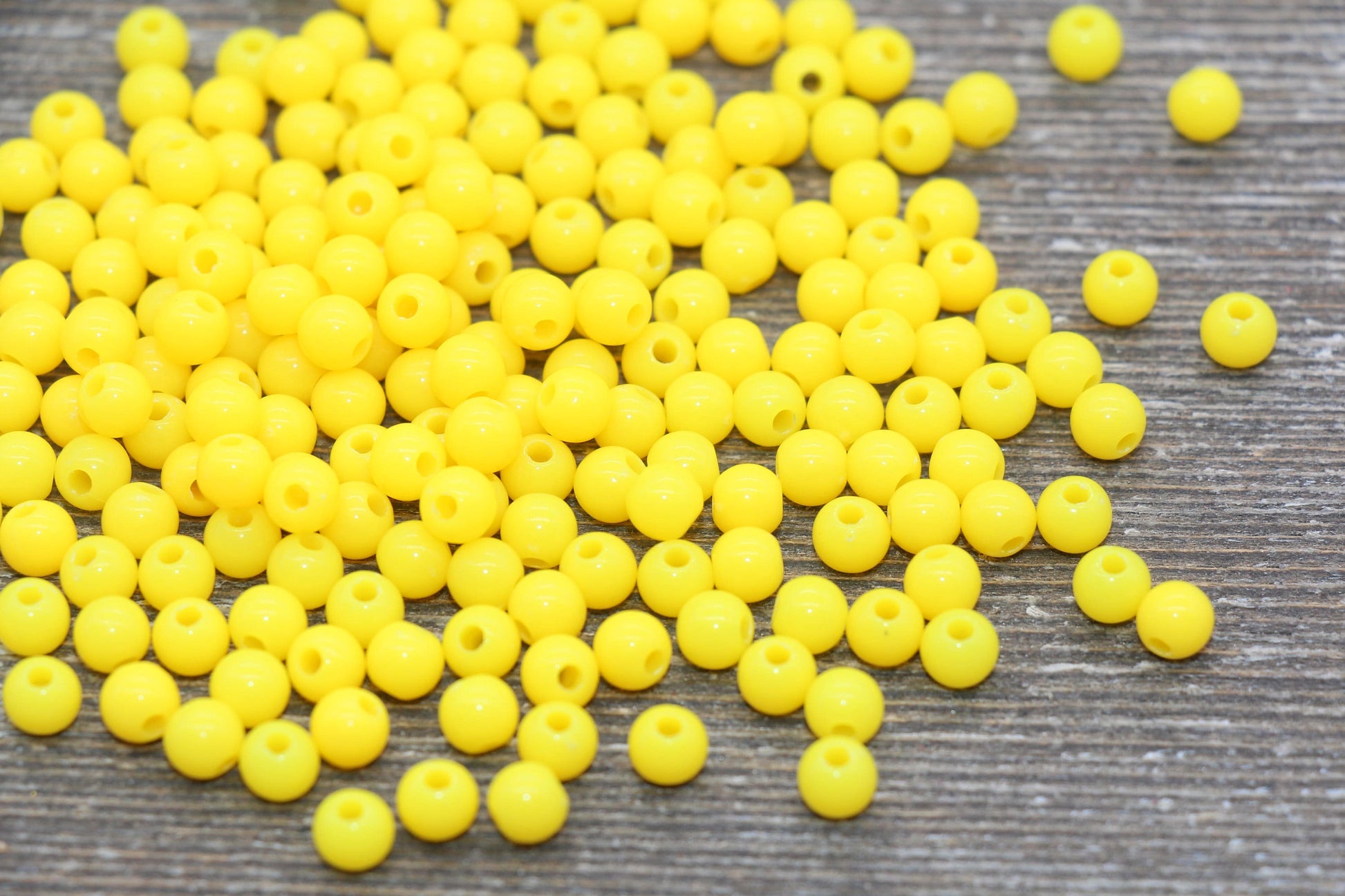 5mm Yellow Gumball Beads, Yellow Round Acrylic Loose Beads, Plastic Round Bubblegum Beads, Smooth Round Beads #1621