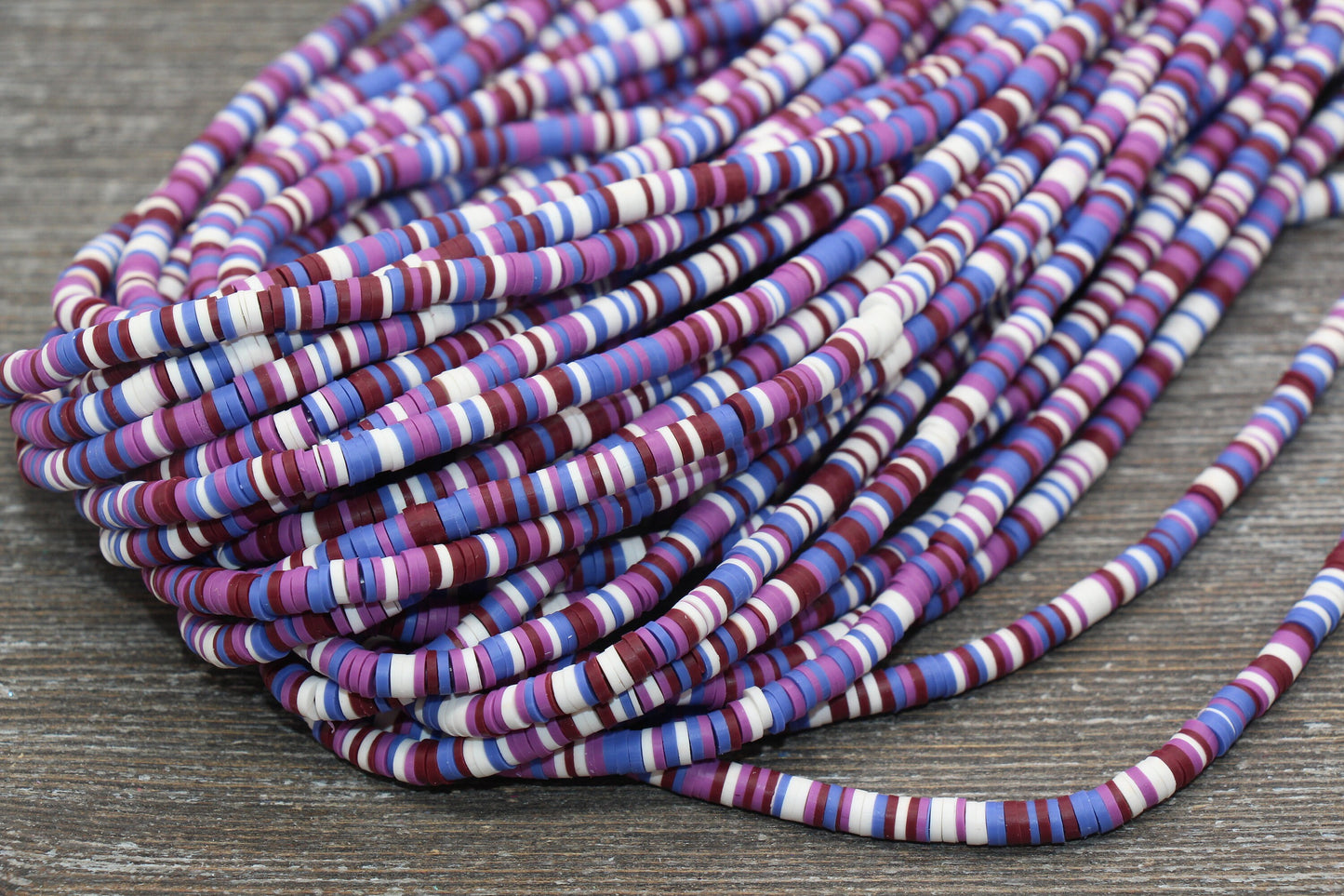 4mm Multicolored Heishi Beads, Multicolor Polymer Clay Disc Beads, Rainbow African Disc Beads, Vinyl Heishi, 16 inch Strand #219