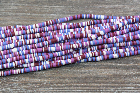 4mm Multicolored Heishi Beads, Multicolor Polymer Clay Disc Beads, Rainbow African Disc Beads, Vinyl Heishi, 16 inch Strand #219