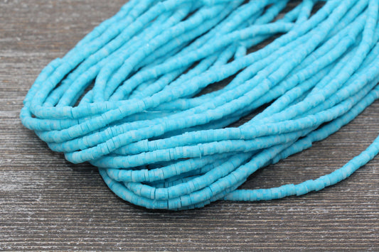 4mm Blue Speckled Heishi Beads, Mix Color Polymer Clay Disc Beads, African Disc Beads, Vinyl Heishi, 16 inch Strand #281