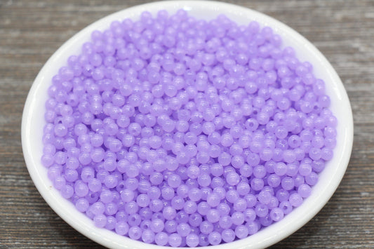 4mm Purple Round Beads, Translucent Purple Round Gumball Beads, Round Spacer Beads, Bubblegum Beads, Plastic Round Smooth Bead #1637