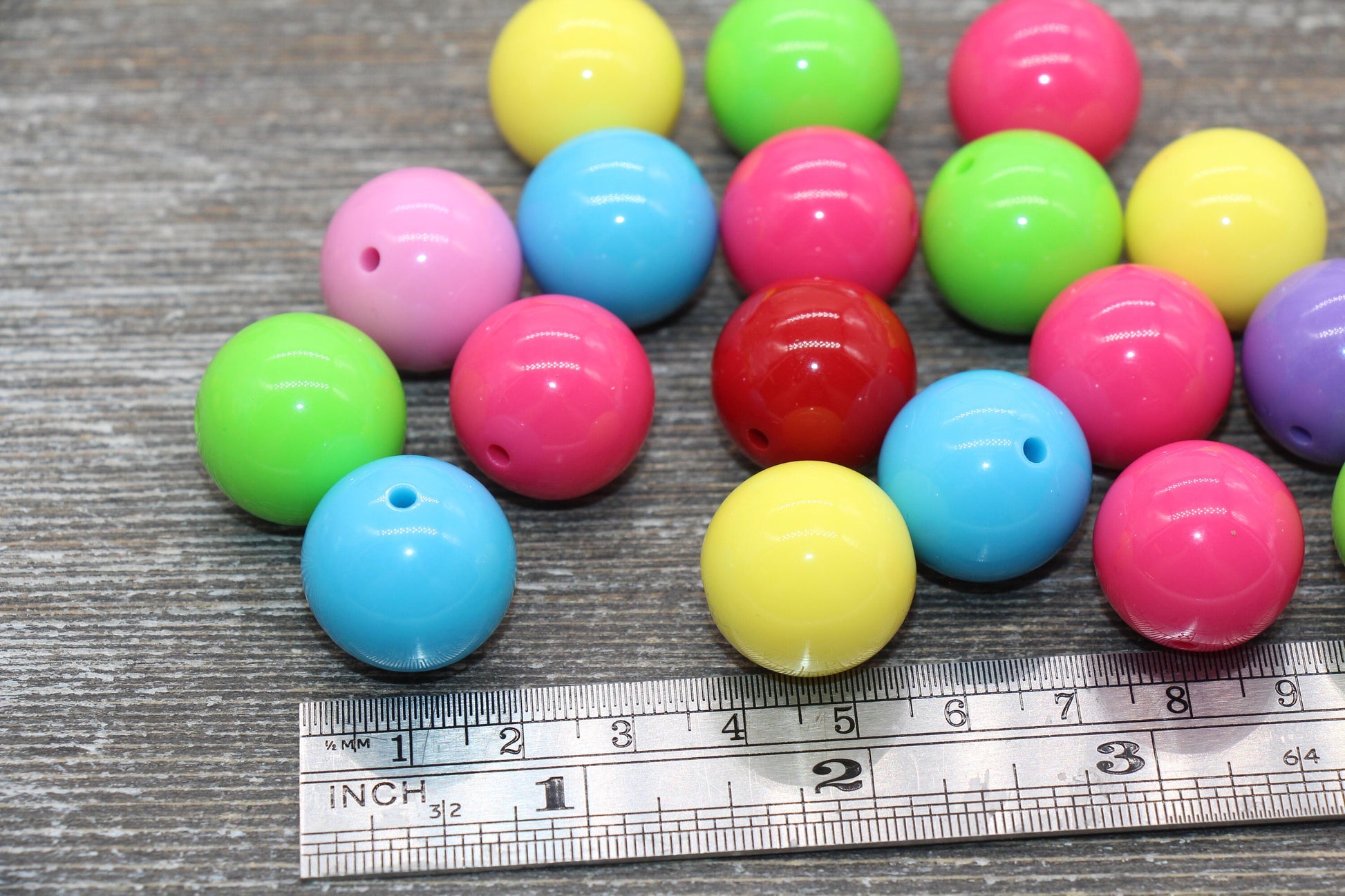 20mm Multicolor Gumball Beads, Round Acrylic Loose Beads, Solid Bubblegum Beads, Chunky Beads, Smooth Round Plastic Beads #1674