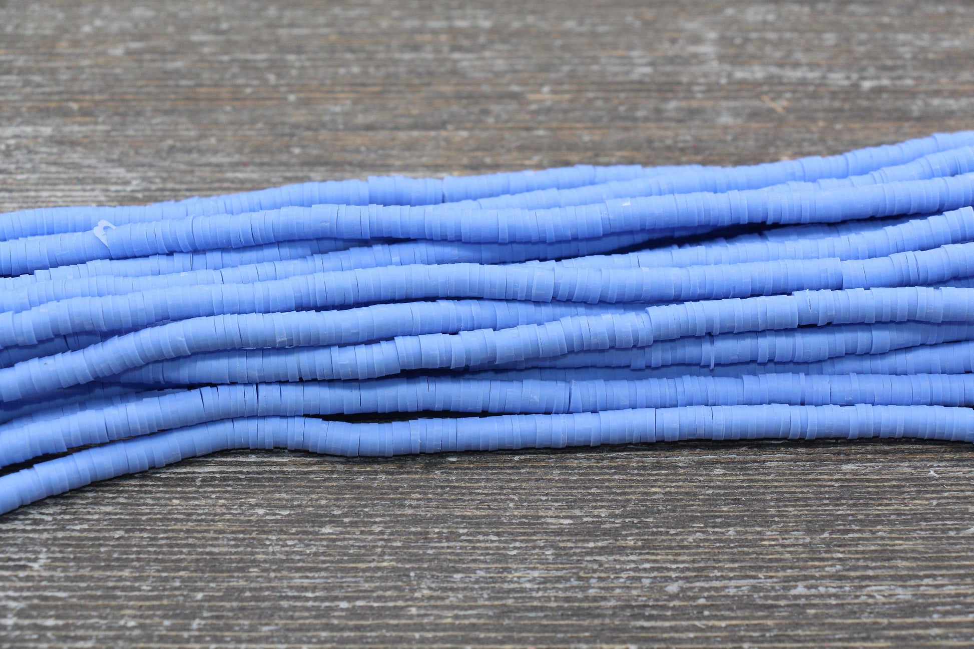 4mm Dusk Blue Heishi Beads, Blue Polymer Clay Disc Beads, African Disc Beads, Vinyl Heishi, Full Strand, Jewelry Making Beads #567