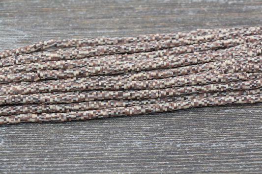 4mm Brown Speckled Heishi Beads, Mix Color Multicolored Polymer Clay Disc Beads, African Disc Beads, Vinyl Heishi, 16 inch Strand #250