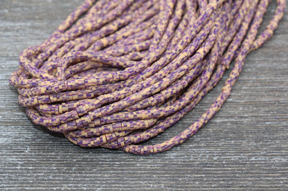 4mm Brown with Purple Speckled Heishi Beads, Multicolored Polymer Clay Disc Beads, African Disc Beads, Vinyl Heishi, 16 inch Strand #251