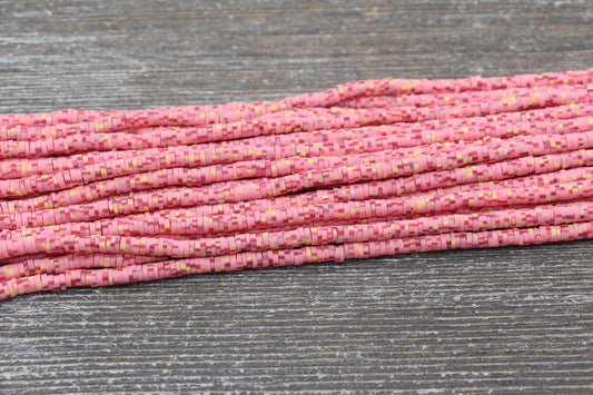 4mm Multicolored Speckled Heishi Beads, Mix Color Polymer Clay Disc Beads, African Disc Beads, Vinyl Heishi, 16 inch Strand #260