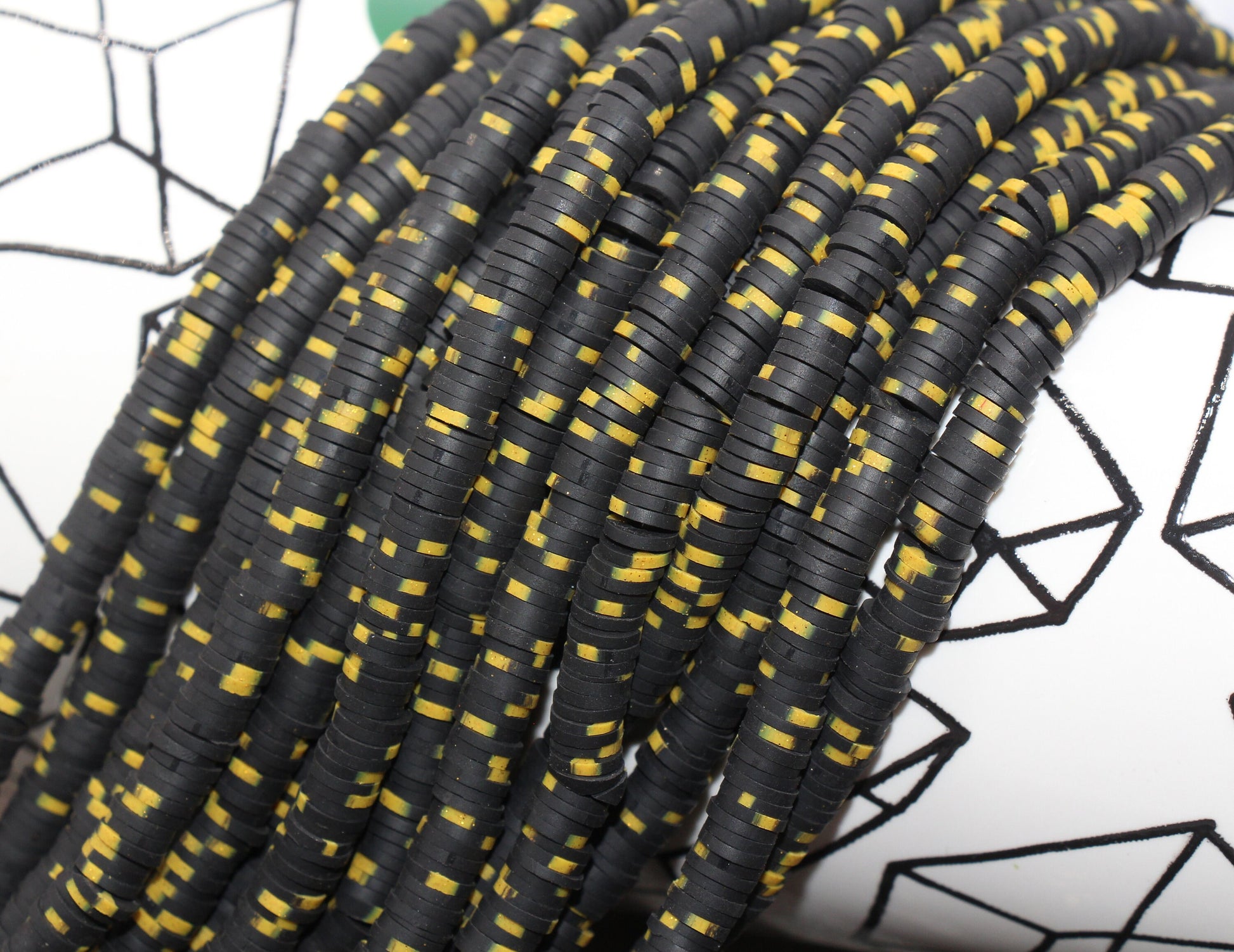 6mm Black Speckled Heishi Beads, Mix Color Polymer Clay Disc Beads, African Disc Beads, Vinyl Heishi, 16 inch Strand #174