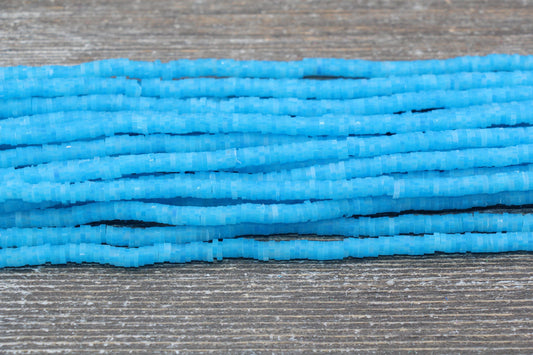 4mm Blue Speckled Heishi Beads, Mix Color Polymer Clay Disc Beads, African Disc Beads, Vinyl Heishi, 16 inch Strand #282