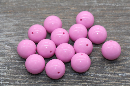 20mm Pink Gumball Beads, Round Acrylic Loose Beads, Solid Bubblegum Beads, Chunky Beads, Smooth Round Plastic Beads #1682