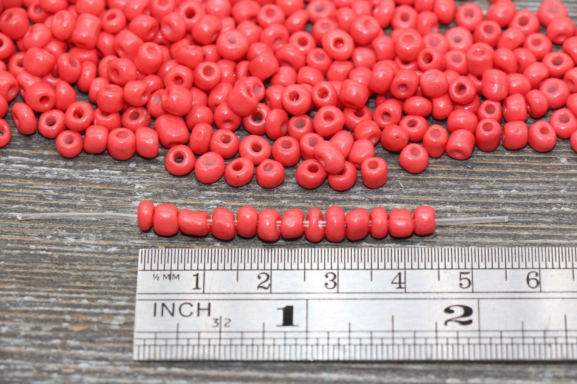 Glass Seed Beads, 4mm 6/0 Glass Round Seed Beads, Watermelon Opaque Seed Beads, Rocailles Beads, Beading Supplies #1163