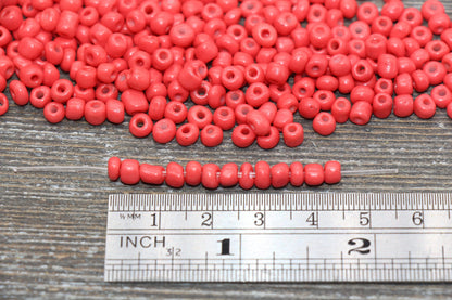 Glass Seed Beads, 4mm 6/0 Glass Round Seed Beads, Watermelon Opaque Seed Beads, Rocailles Beads, Beading Supplies #1163