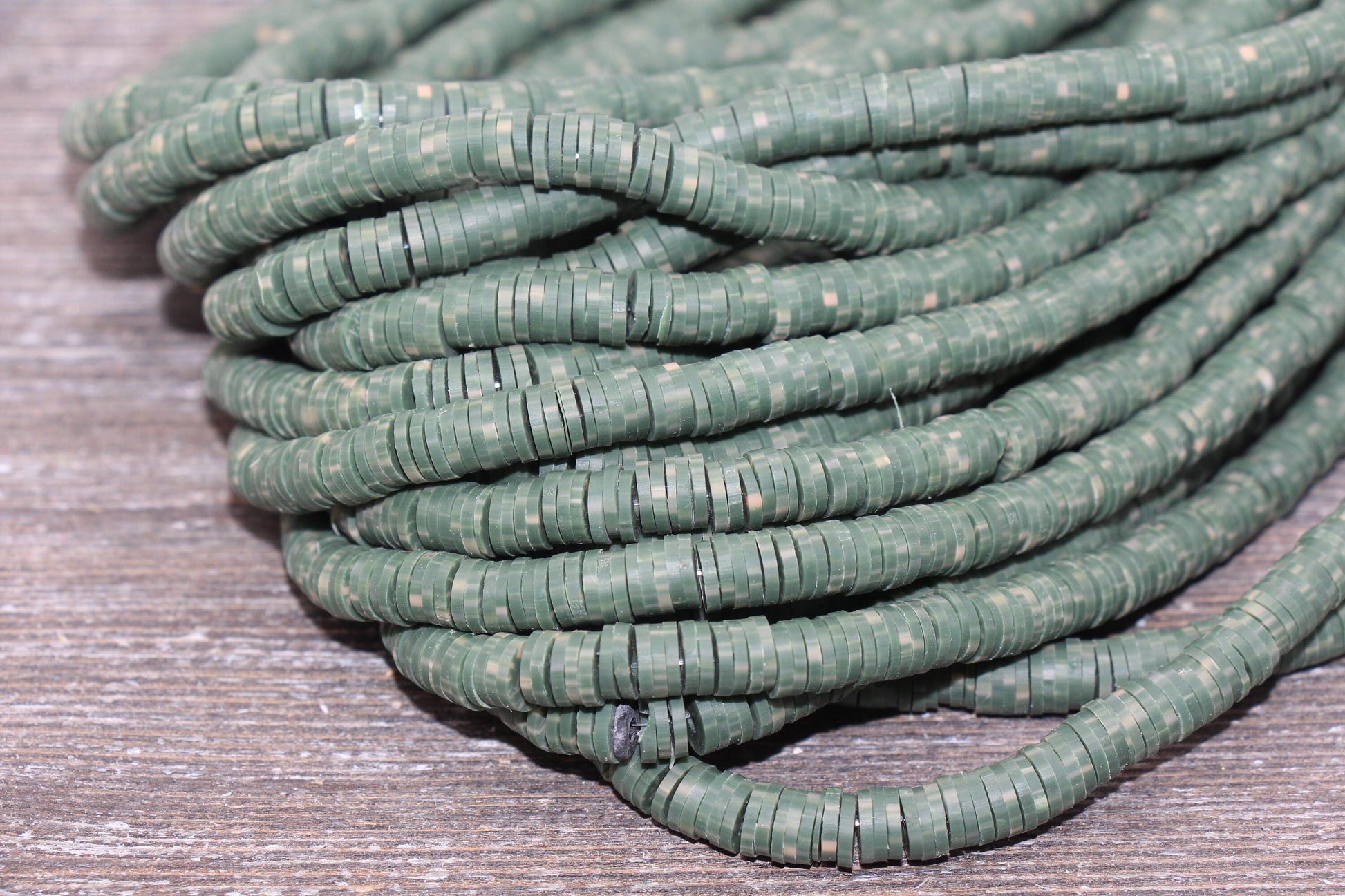 6mm Speckled Heishi Beads, Green Speckled Beads Mix Color Polymer Clay Disc Beads, African Disc Beads, Vinyl Heishi, 16 inch Strand #110