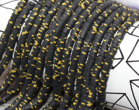 6mm Black Speckled Heishi Beads, Mix Color Polymer Clay Disc Beads, African Disc Beads, Vinyl Heishi, 16 inch Strand #174