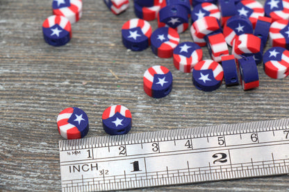 Puerto Rico Flag Polymer Clay Beads, Flag Cane Beads, Jewelry Beads, Bracelet Beads, Loose Polymer Clay Beads #92