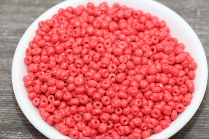 Glass Seed Beads, 4mm 6/0 Glass Round Seed Beads, Watermelon Opaque Seed Beads, Rocailles Beads, Beading Supplies #1163