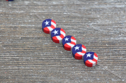 Puerto Rico Flag Polymer Clay Beads, Flag Cane Beads, Jewelry Beads, Bracelet Beads, Loose Polymer Clay Beads #92