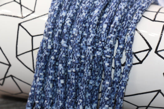 4mm Blue with White Dots Speckled Heishi Beads, Multicolored Polymer Clay Disc Beads, African Disc Beads, Vinyl Heishi, 16 inch Strand #316
