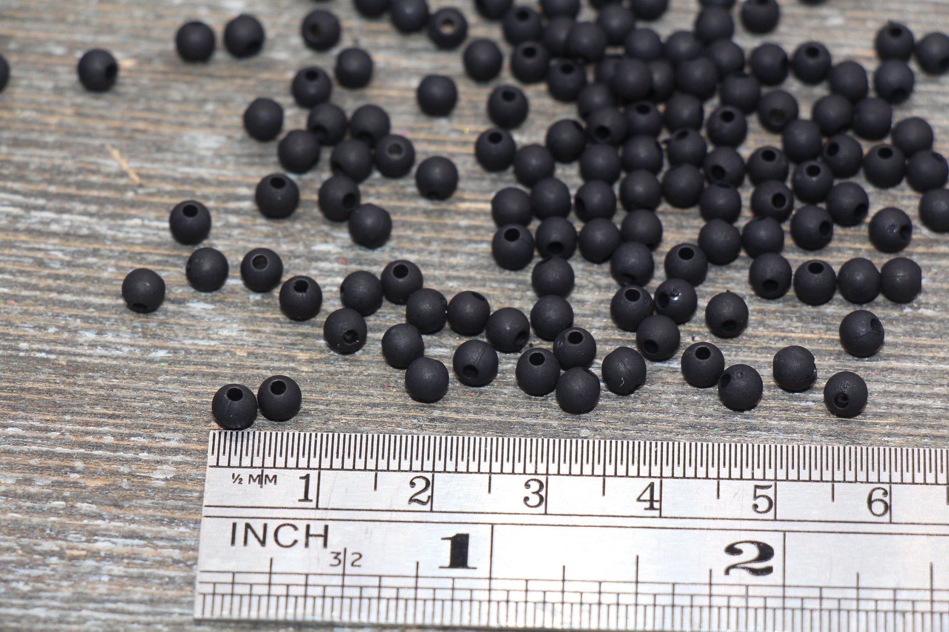 4mm Matte Black Round Beads, Acrylic Gumball Beads, Frosted Black Round Spacer Beads, Bubblegum Beads, Plastic Round Bead #711
