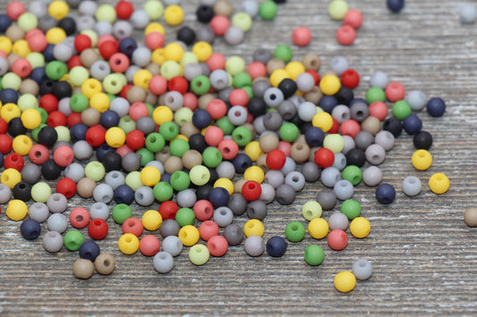 4mm Matte Multicolor Round Beads, Acrylic Gumball Beads, Frosted Multicolor Round Spacer Beads, Bubblegum Beads, Plastic Round Bead #709