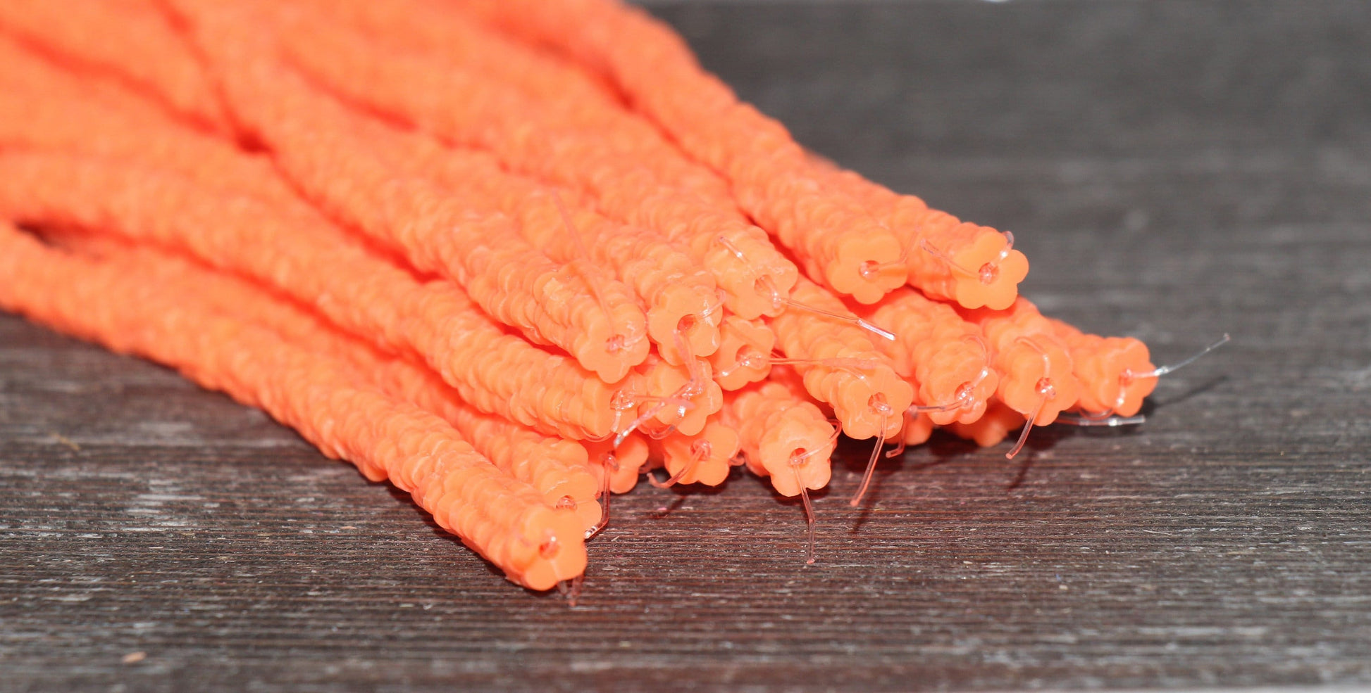6mm Orange Flower Shape Heishi Beads, Yellow Polymer Clay Disc Beads, African Disc Beads, Vinyl Heishi, 16 inch Strand #340