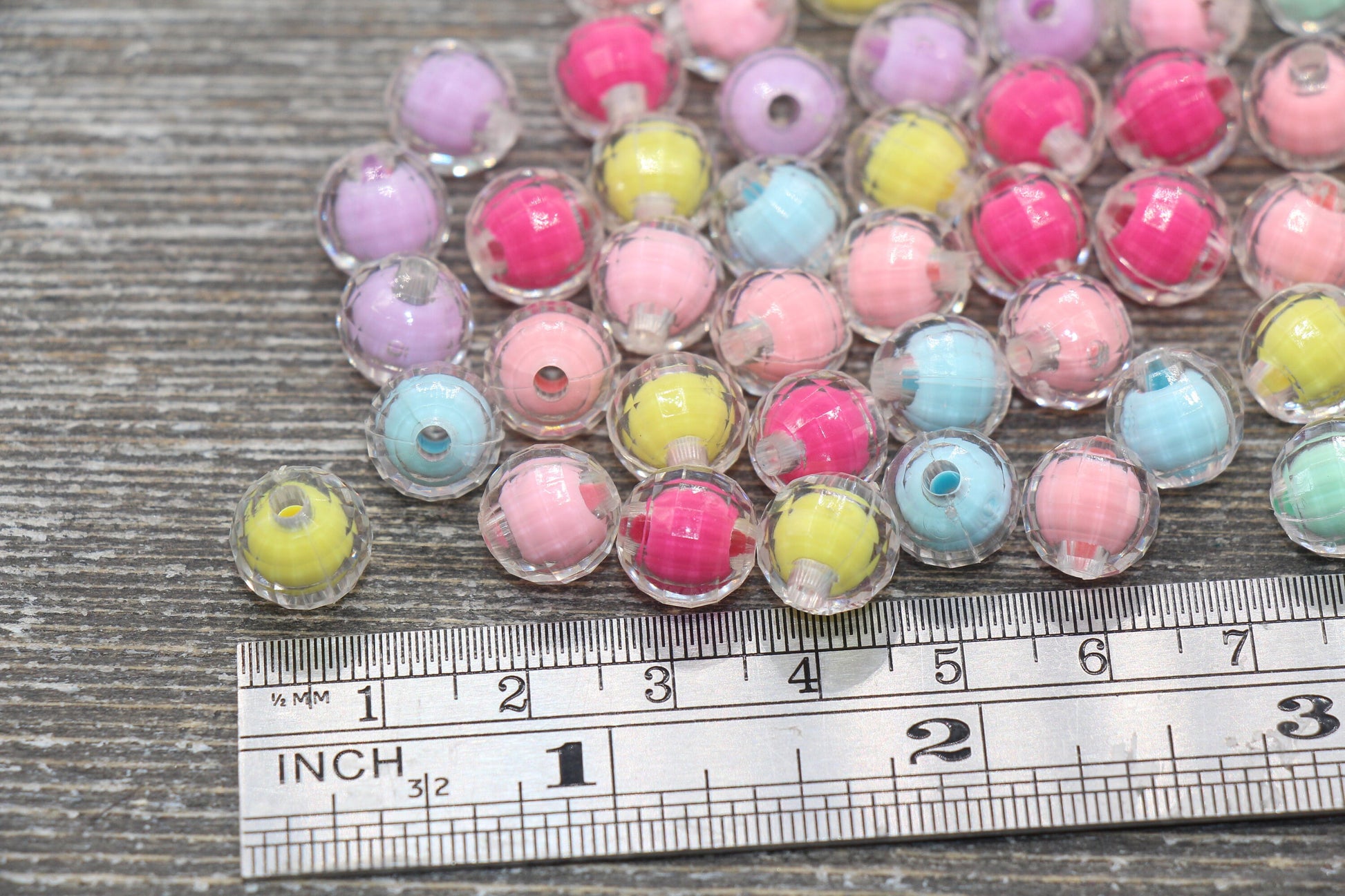 10mm Multicolor Faceted Round Beads, Mix colors Acrylic Round Gumball Beads, Bubblegum Beads, Plastic Faceted Round Bead #1731