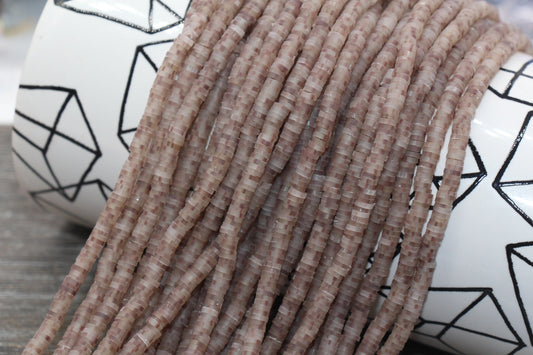 4mm Brown Speckled Heishi Beads, Mix Color Multicolored Polymer Clay Disc Beads, African Disc Beads, Vinyl Heishi, 16 inch Strand #355