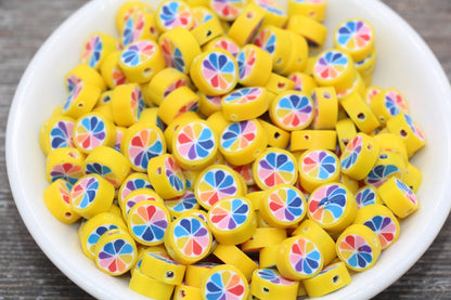 Assorted Polymer Clay Beads, Rainbow Color Round Beads, Jewelry Beads #38