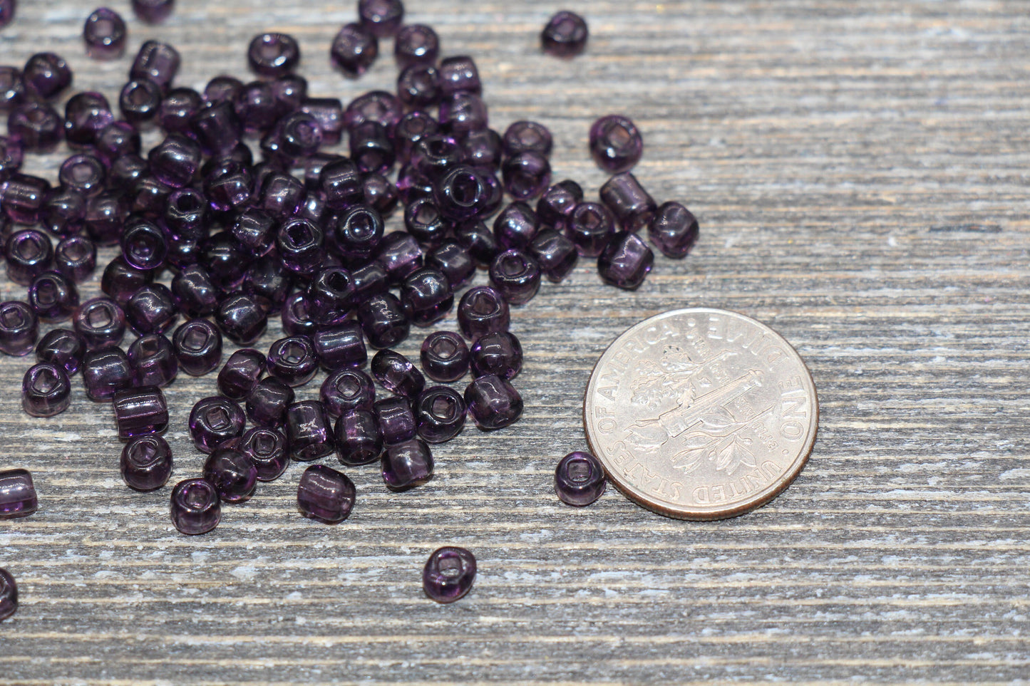 Transparent Glass Seed Beads, 4mm 6/0 Glass Round Seed Beads, Purple Trans Seed Beads, Rocailles Beads, Beading Supplies #1093
