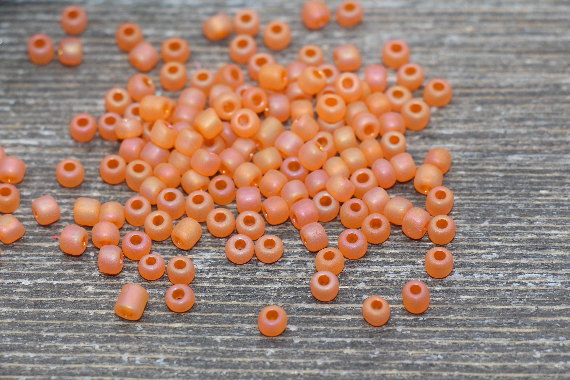 Matte Iridescent Glass Seed Beads, 4mm 6/0 Glass Round Seed Beads, Matte Orange AB Seed Beads, Rocailles Beads, Beading Supplies #1177