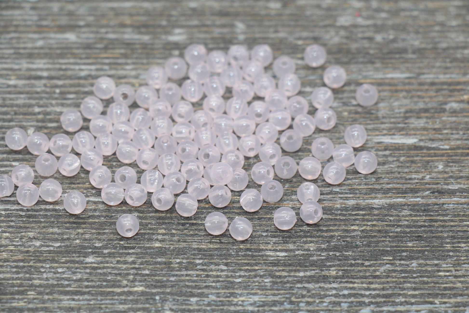 4mm Translucent Pink Round Beads, Pink Round Gumball Beads, Round Spacer Beads, Bubblegum Beads, Plastic Round Smooth Bead #26