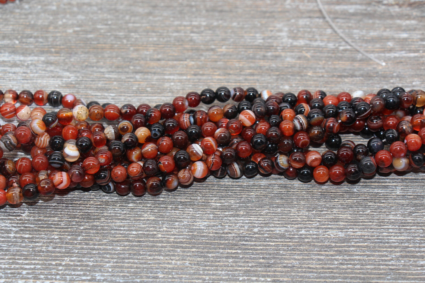 Black Brown Dream Agate Beads, Natural Gemstone Smooth Round Beads, Sizes 4mm 6mm 8mm 10mm 12mm, Full Strand 15.5" #24