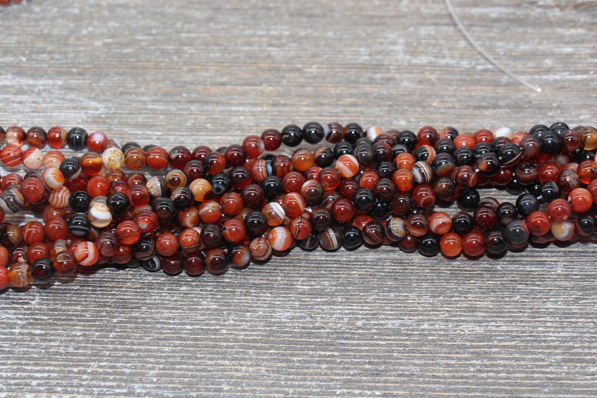 Black Brown Dream Agate Beads, Natural Gemstone Smooth Round Beads, Sizes 4mm 6mm 8mm 10mm 12mm, Full Strand 15.5" #24