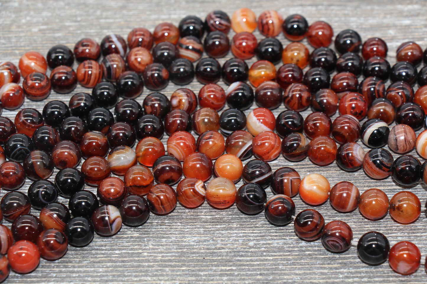 Black Brown Dream Agate Beads, Natural Gemstone Smooth Round Beads, Sizes 4mm 6mm 8mm 10mm 12mm, Full Strand 15.5" #24