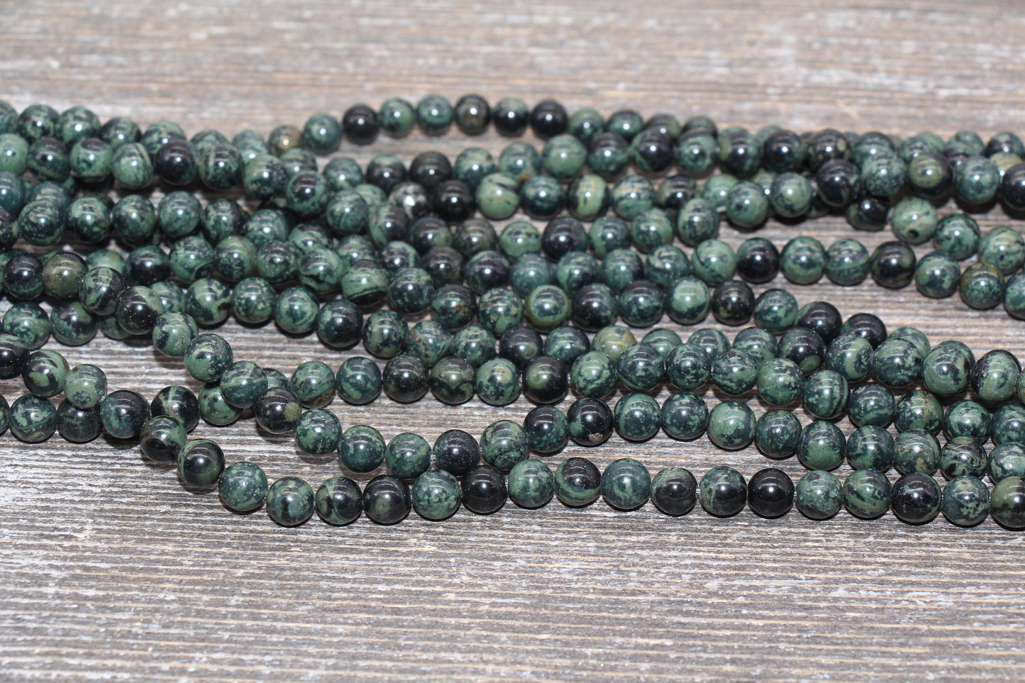 Kambaba Jasper Beads, Green Round Gemstone Loose Beads, Jewelry Making Bracelet Beads, Size 4mm 6mm 8mm 10mm 12mm, 15.5'' Strand, #220