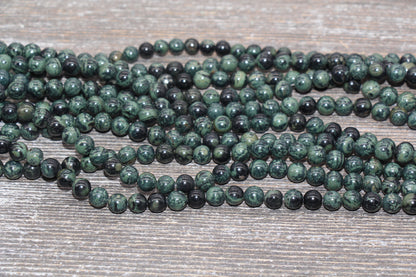 Kambaba Jasper Beads, Green Round Gemstone Loose Beads, Jewelry Making Bracelet Beads, Size 4mm 6mm 8mm 10mm 12mm, 15.5'' Strand, #220