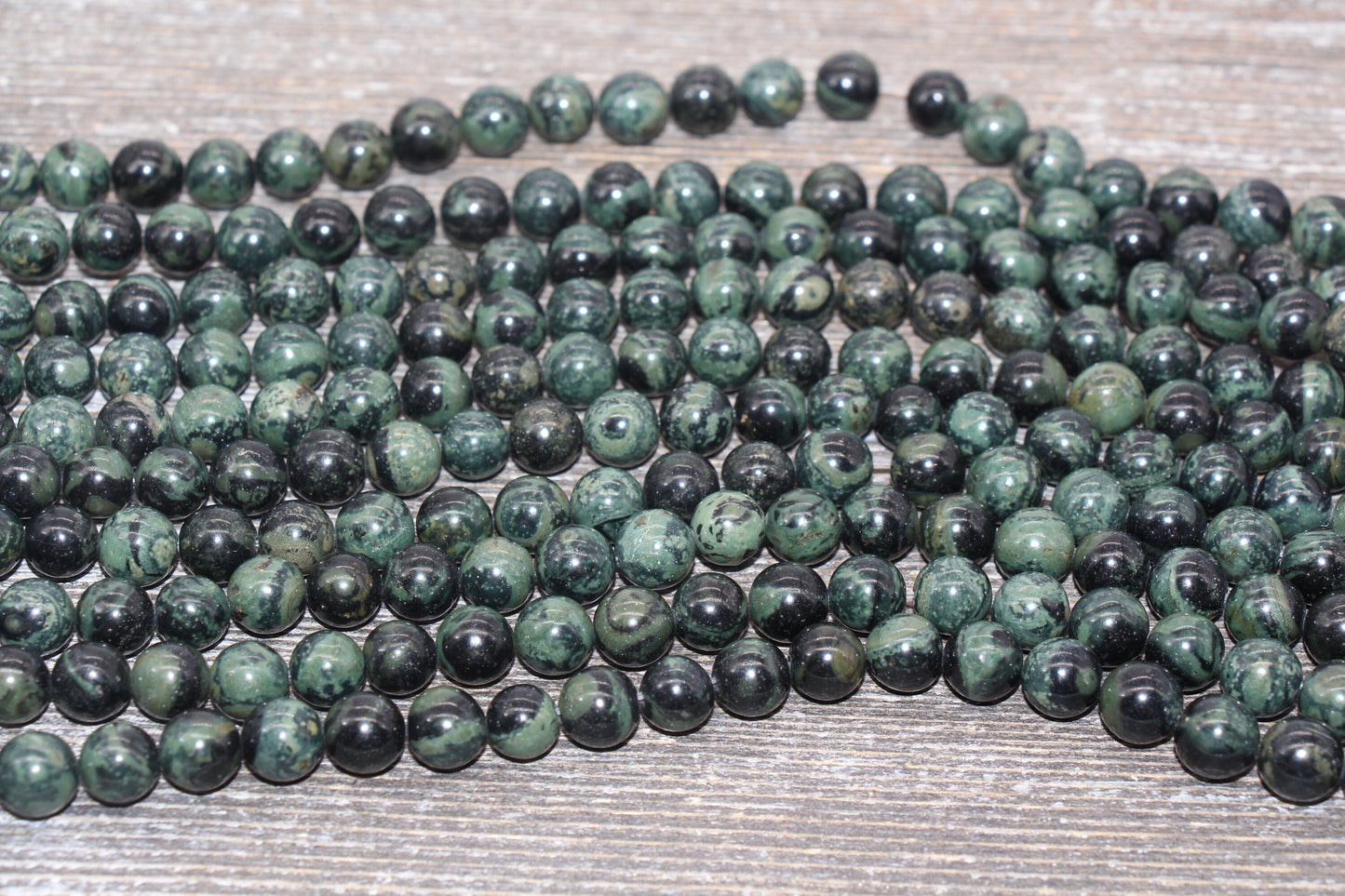 Kambaba Jasper Beads, Green Round Gemstone Loose Beads, Jewelry Making Bracelet Beads, Size 4mm 6mm 8mm 10mm 12mm, 15.5'' Strand, #220