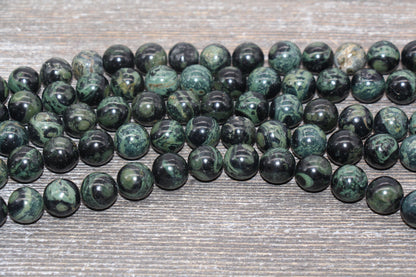 Kambaba Jasper Beads, Green Round Gemstone Loose Beads, Jewelry Making Bracelet Beads, Size 4mm 6mm 8mm 10mm 12mm, 15.5'' Strand, #220