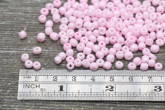 Glass Seed Beads, 4mm 6/0 Glass Round Seed Beads, Light Pink Opaque Seed Beads, Rocailles Beads, Beading Supplies #1167