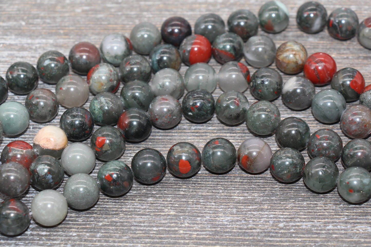 African Blood Stone Beads, Blood Stone Gemstones Round Beads, Jewelry Making Size 4mm 6mm 8mm 10mm, Full Strand 15.5 inch #37