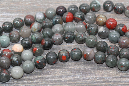 African Blood Stone Beads, Blood Stone Gemstones Round Beads, Jewelry Making Size 4mm 6mm 8mm 10mm, Full Strand 15.5 inch #37