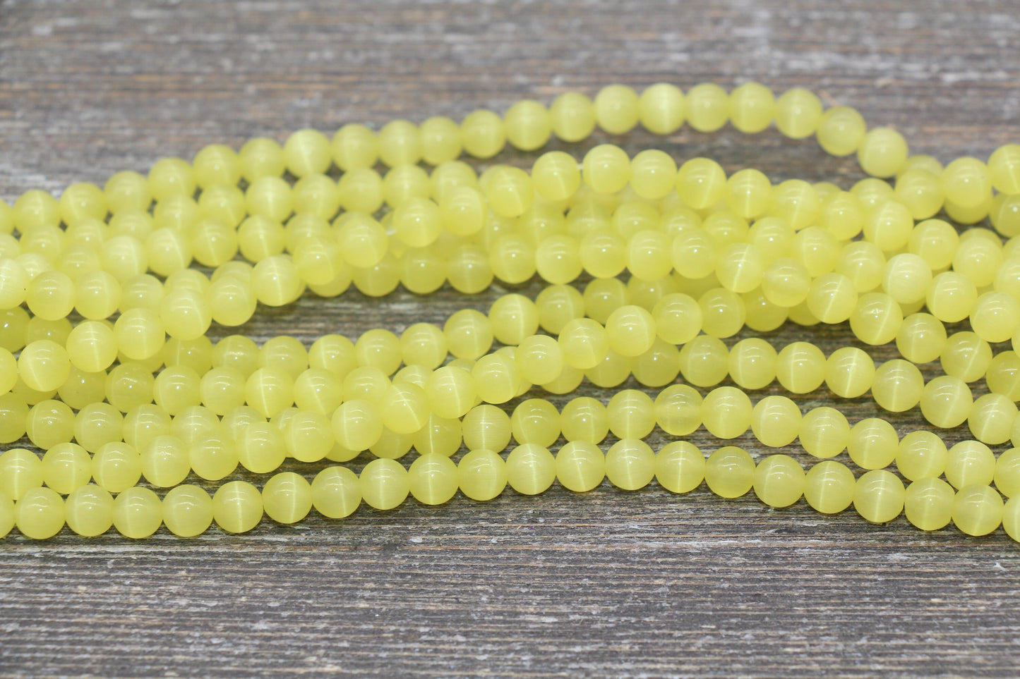 Yellow Cat Eye Beads, Yellow Round Beads, Smooth Round Beads, Jewelry Making Bracelet Beads, Size 4mm 6mm 8mm 10mm 12mm, 15.5'' Strand #223