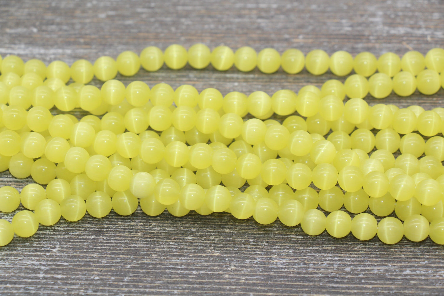 Yellow Cat Eye Beads, Yellow Round Beads, Smooth Round Beads, Jewelry Making Bracelet Beads, Size 4mm 6mm 8mm 10mm 12mm, 15.5'' Strand #223