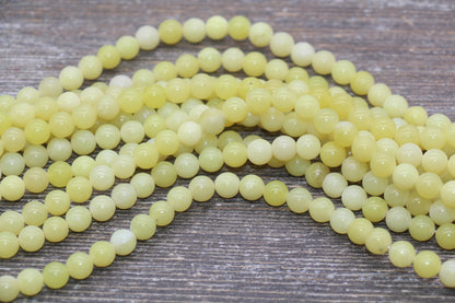 Lemon Jade Beads, Yellow Gemstone Round Loose Beads, Jewelry Making Bracelet Beads, Size 4mm 6mm 8mm 10mm 12mm 15.5" Strand #229