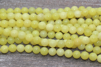 Lemon Jade Beads, Yellow Gemstone Round Loose Beads, Jewelry Making Bracelet Beads, Size 4mm 6mm 8mm 10mm 12mm 15.5" Strand #229