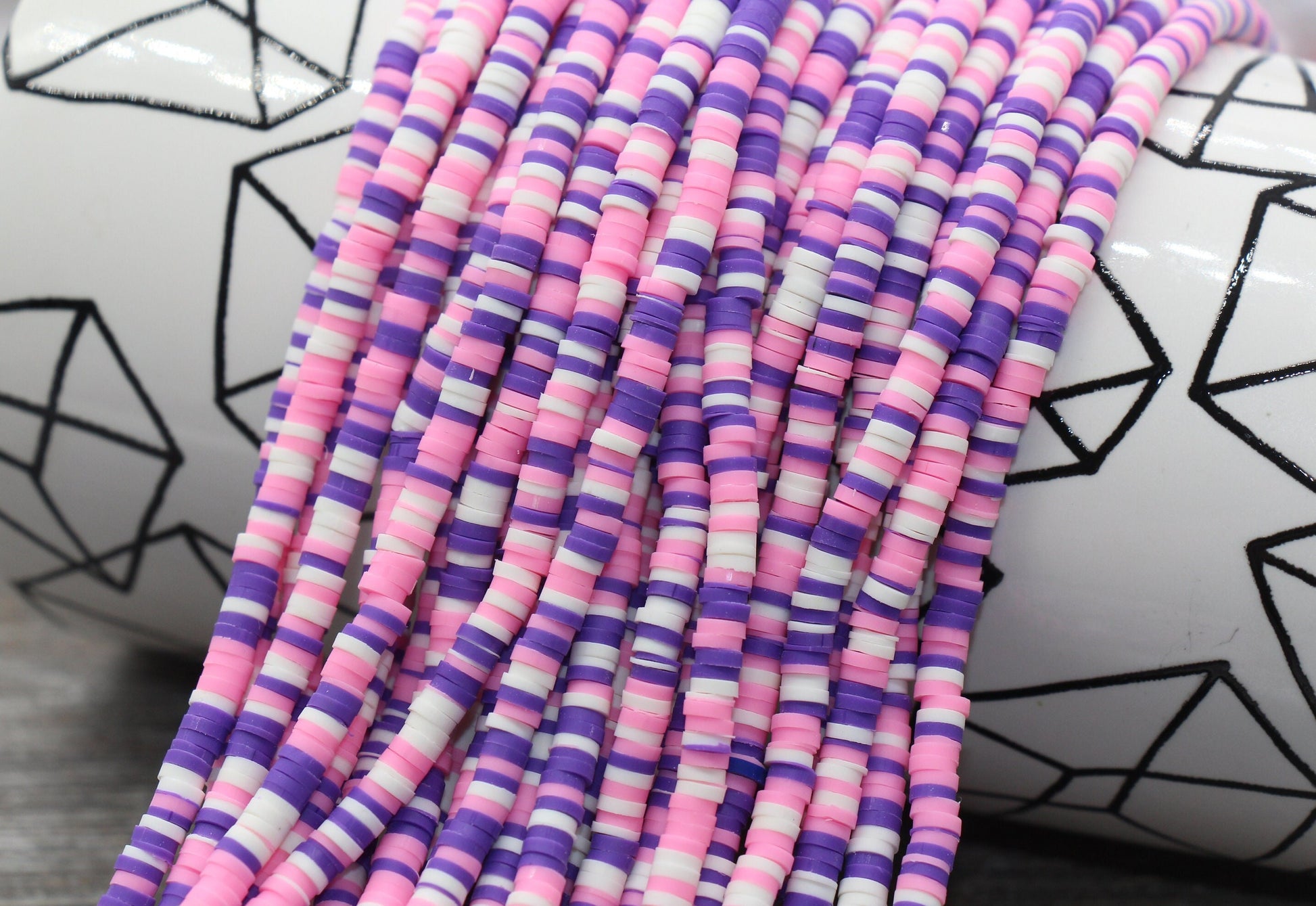 4mm Multicolored Heishi Beads, Multicolor Polymer Clay Disc Beads, African Disc Beads, Vinyl Heishi, 16 inch Strand #284