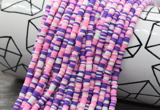4mm Multicolored Heishi Beads, Multicolor Polymer Clay Disc Beads, African Disc Beads, Vinyl Heishi, 16 inch Strand #284